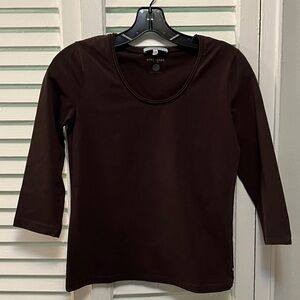 Strenesse Women Brown 3/4 Sleeve Top size Small